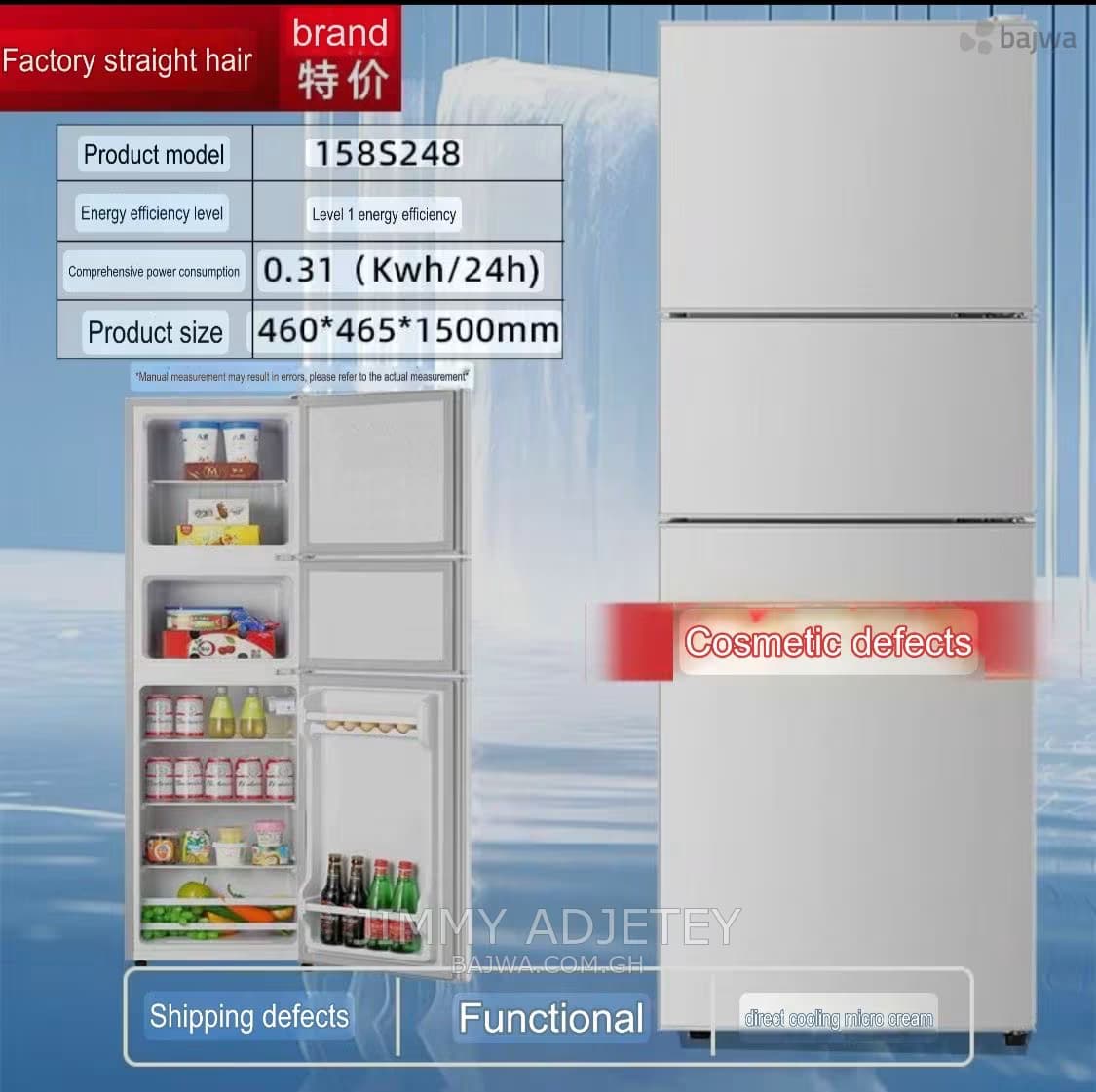3 Door table top refrigerator