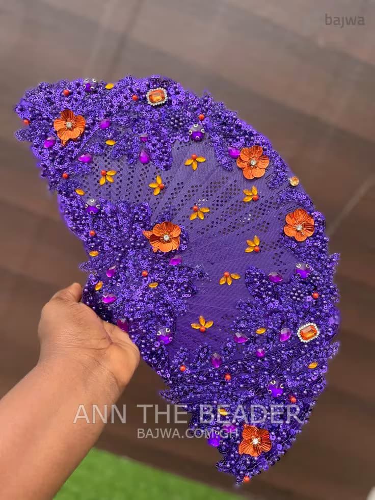 Bead designed bridal fan