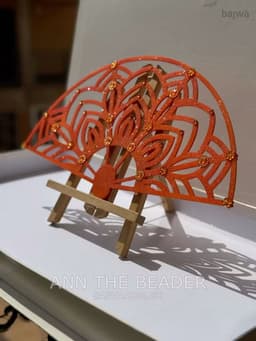 Bead designed bridal fan view 2